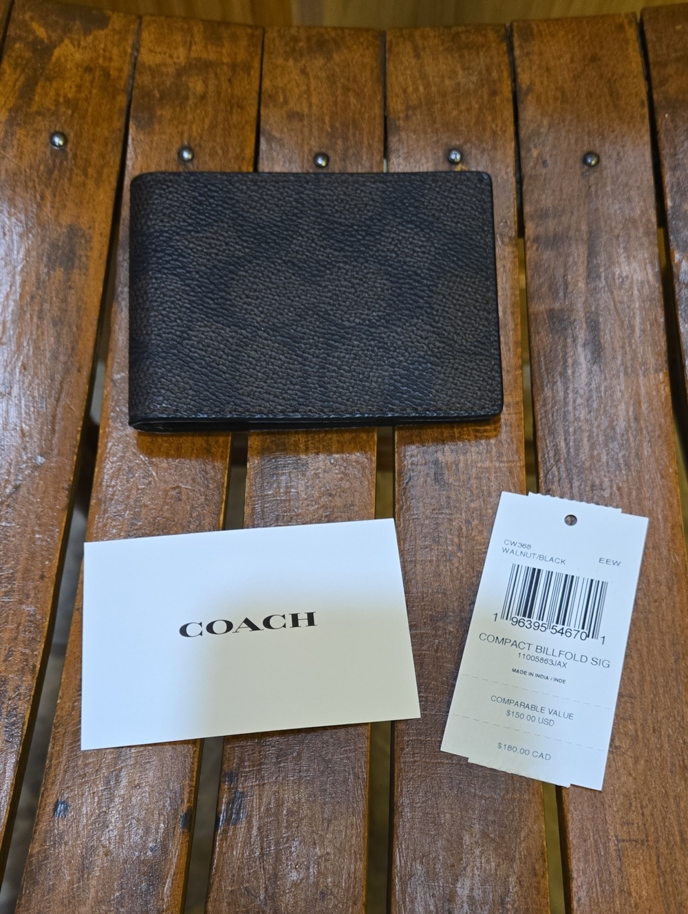 Coach Compact Billfold Wallet Signature Canvas